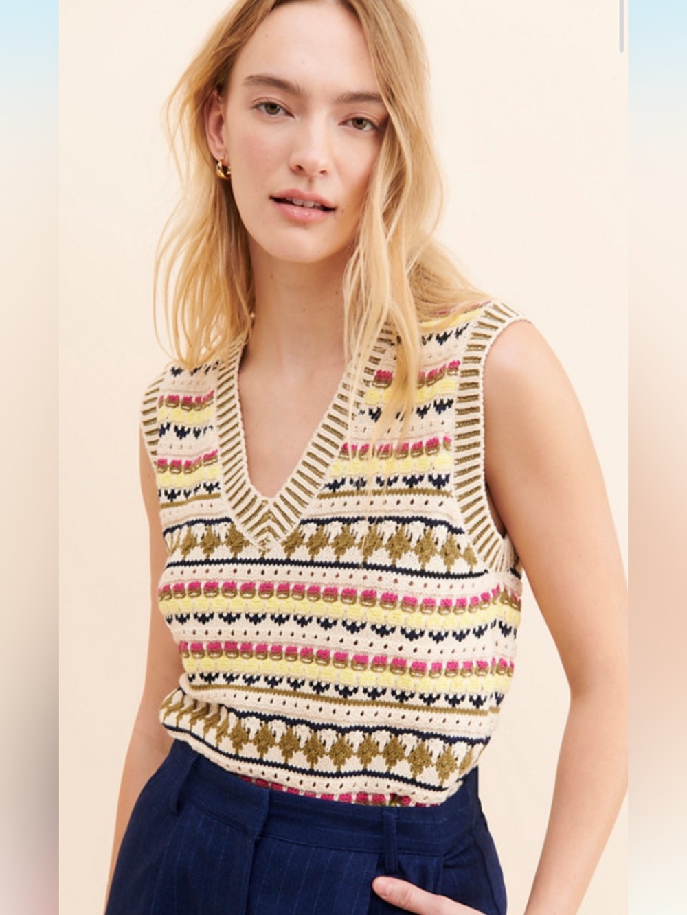 Scotch & Soda Mixed Stitch Sweater Vest In Bloom Medium EUC